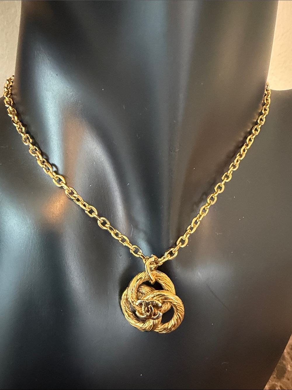 Chanel Gold-Tone Rope Knot Pendant And chain Necklace - Women's Jewelry